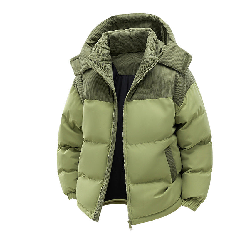 Dam Thermo Puffer Kort Jacka med Cord Shoulder och Huva Krage