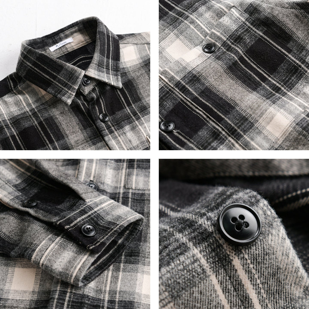 Herr Rutig Flanell Skjortjacka i Overshirt Stil med Mjuk Borstad Yta