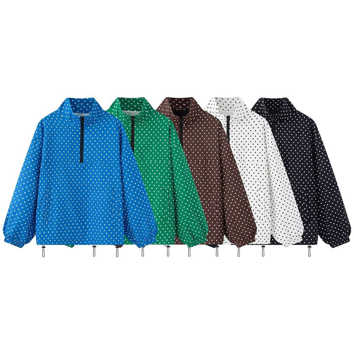 Dam Prickig Prick Lätt Anorak med Half Dragkedja, Kangaroo Ficka och Drawstring