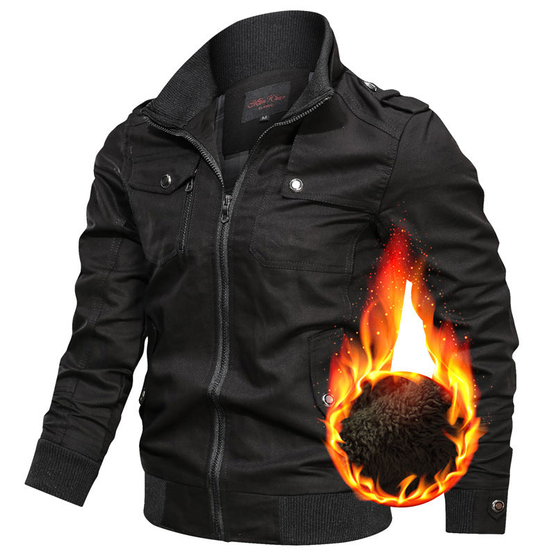 Herr Canvas Fält Blouson med Warming Teddy Fleecefoder, Axel Epaulettes, och Ribbad Muddar