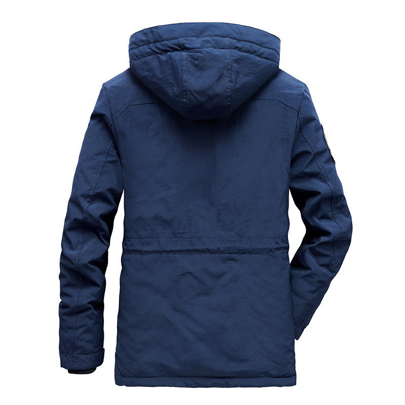 Herr Vadderad Fält Parka med Huva, Cozy Teddyfoder och Tactical Multi-Pockets