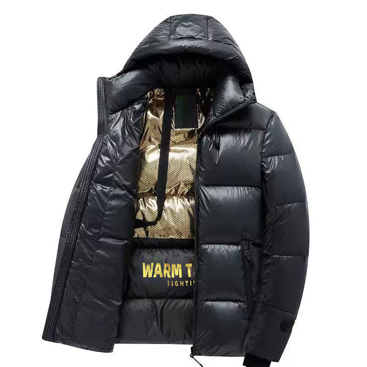 Herr Vadderad Termisk Quiltad Jacka med Huva och Heat-Reflective Foder