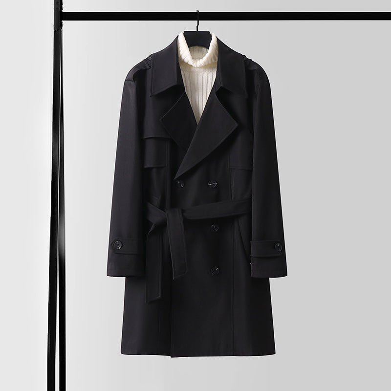 Dam Double-breasted kort trenchcoat gjord lätt ullblandning med a mjuk drape och shoulder flaps