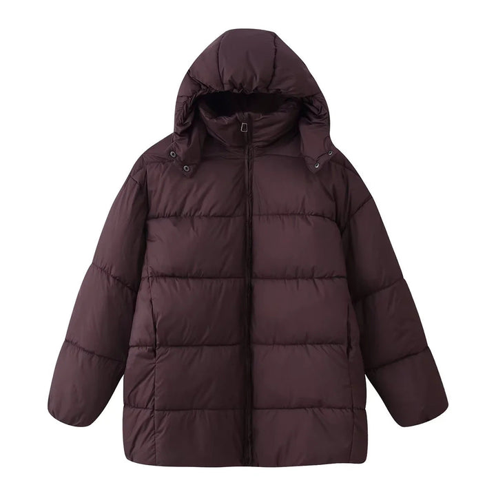 Dam oversized quiltad jacka med huva och värmande värmefoder