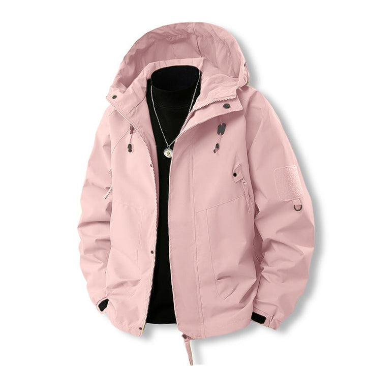 Herr Funktionell med Huva Övergångsjacka med Water-Repellent Cover, Utility Fickor &amp; Adjustable Fåll