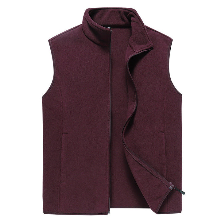 Herr Sleeveless Microfleece Väst med Stående Krage och Dold Two-Way Zip