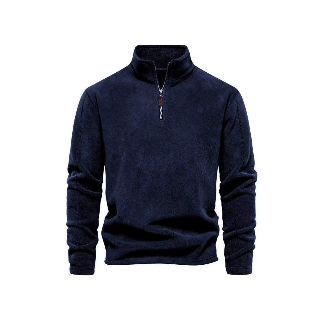 Herr Fleece Pullover med Halv Dragkedja och Ståkrage