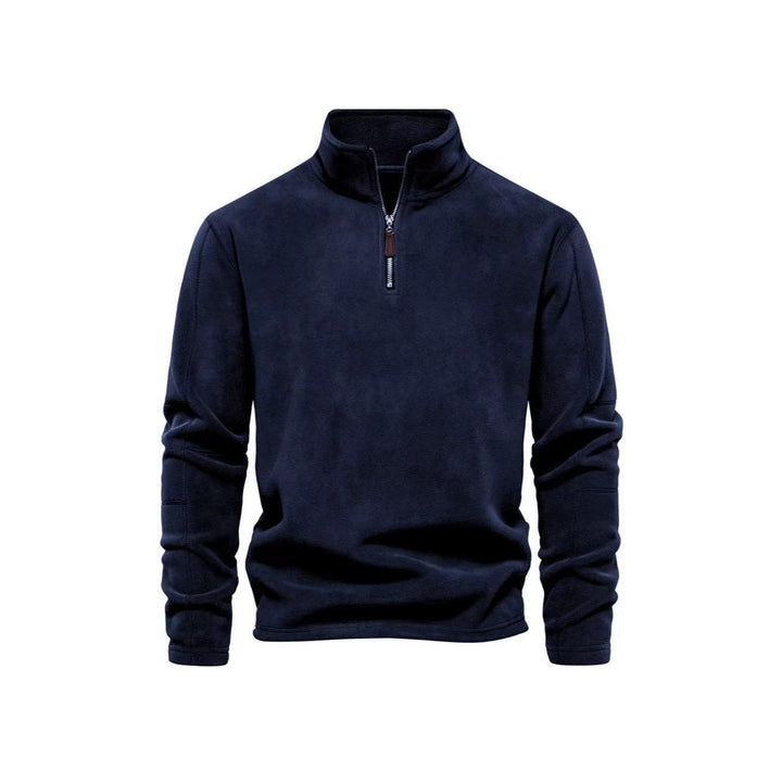 Herr Fleece Pullover med Halv Dragkedja och Ståkrage