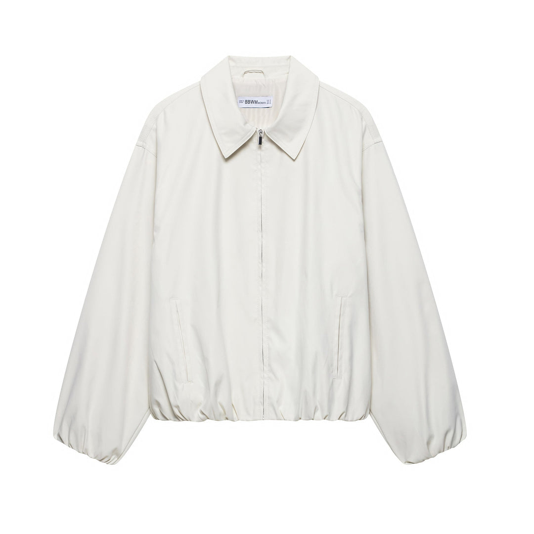 Dam Lätt Vadderad Windbreaker med Stå Krage och Prickig Prick Tryck