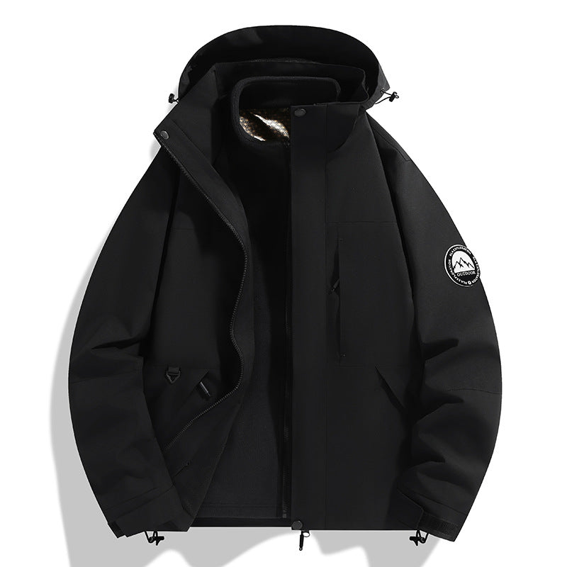 Dam två-layer softshell utomhusjacka med removable fleece inner jacka och huva