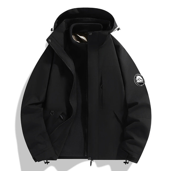 Dam två-layer softshell utomhusjacka med removable fleece inner jacka och huva