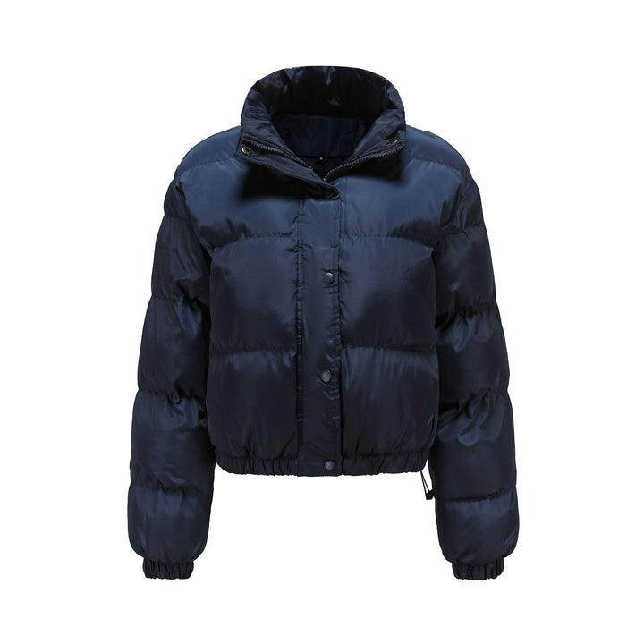 Dam kort quiltad vinterjacka med ståkrage och drawstring