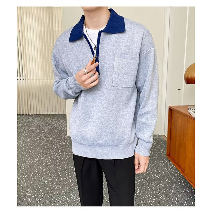 Herr Elegant Sweat Jacka med Ståkrage och Dragkedja
