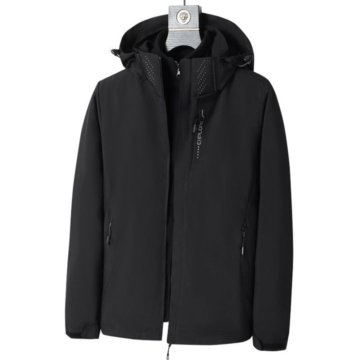 Herr Wind och Water-Resistant Jacka med Huva med Ergonomic Skärning och Concealed Dragkedja
