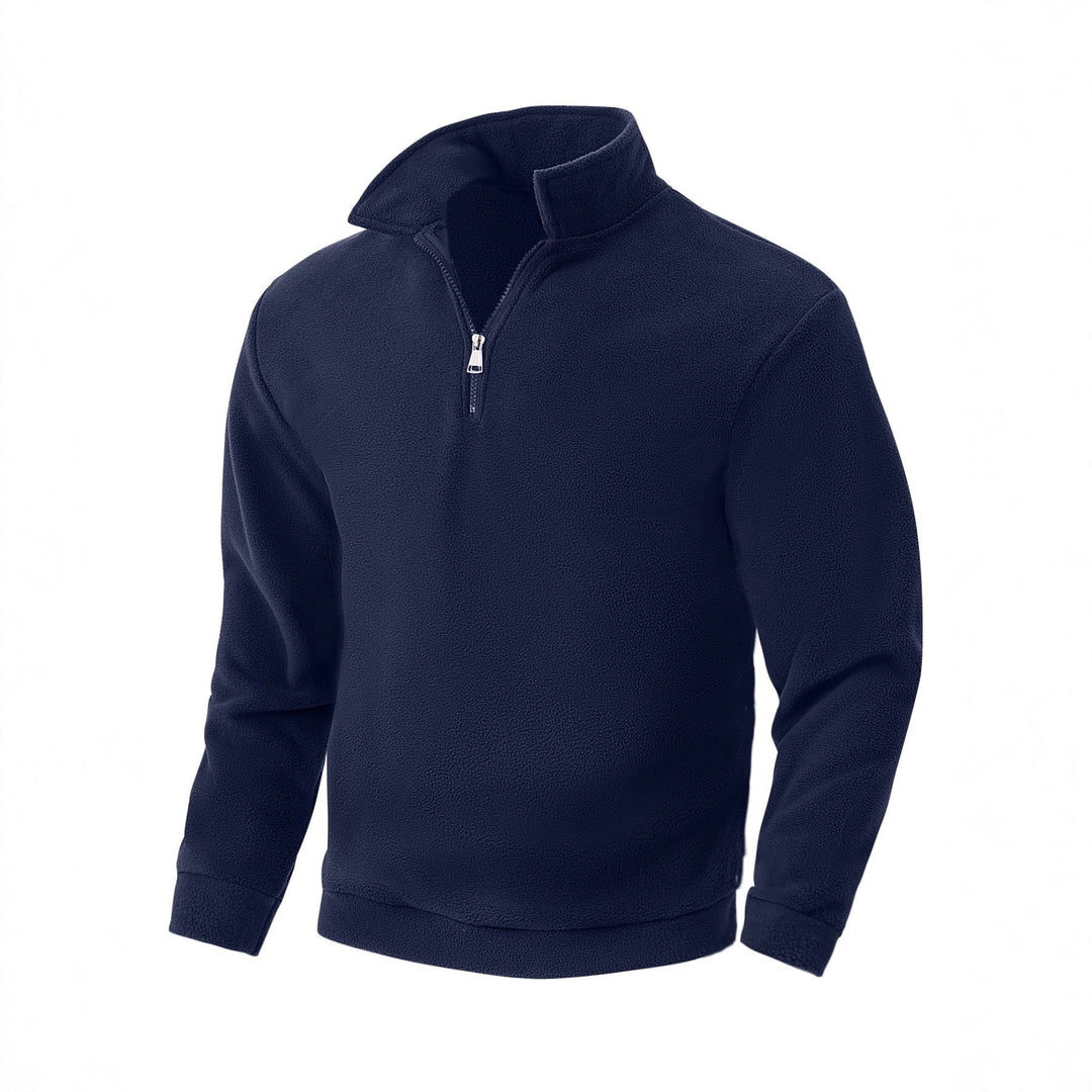 Herr Nano Fleece Halv Dragkedja Pullover med Ståkrage, Mjuk Teddy Fleece och Elastiska Muddar