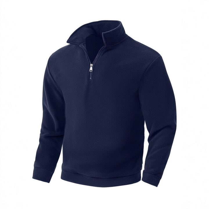 Herr Nano Fleece Halv Dragkedja Pullover med Ståkrage, Mjuk Teddy Fleece och Elastiska Muddar