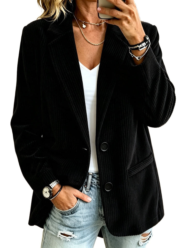 Dam Cord Blazer med Pinstripe Look och Oversized Skärning