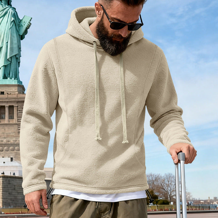 Herr Fleece Luvtröja med Teddy Texture, Huva, och Avslappnad Passform