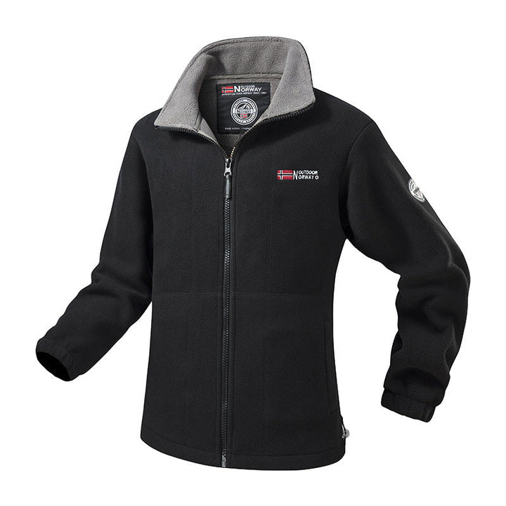 Herr Robust Trekking Fleece Jacka med Hög Ståkrage, Fullängd Dragkedja &amp; Praktisk Sidofickor