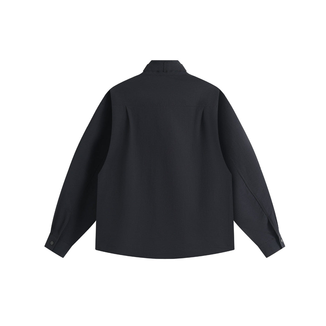 Unisex Oversized Skjorta Jacka med Ståkrage och Press-Stud Fram