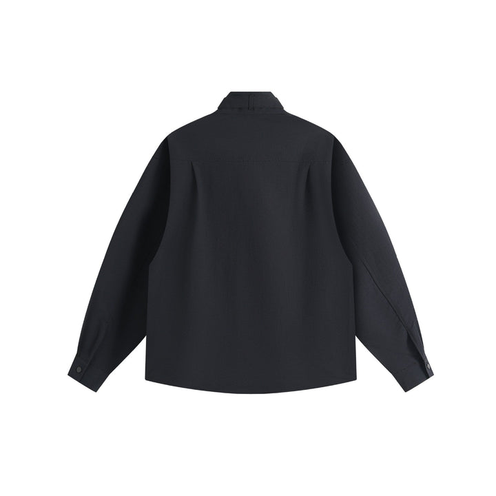 Unisex Oversized Skjorta Jacka med Ståkrage och Press-Stud Fram