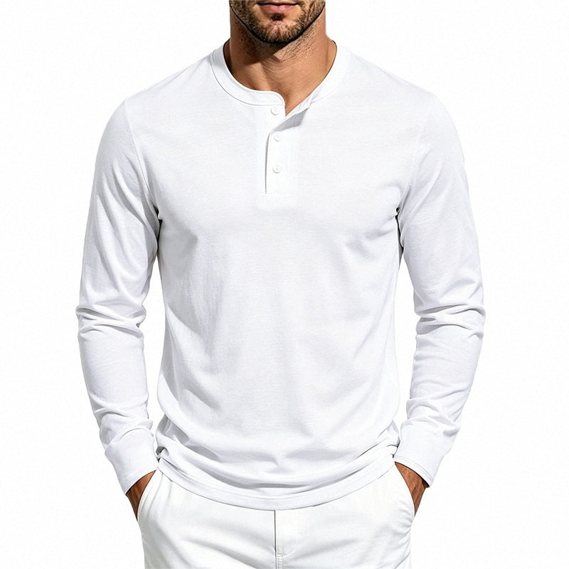 Herr Smal-Passform Termisk Lång Ärm med 3-Knapp Henley Neck