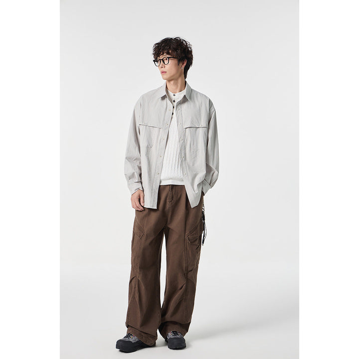 Unisex Oversized Skjorta Jacka i Utility Stil med Tryckknappsslå