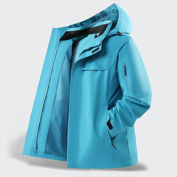 Herr Lätt Water-Repellent med Huva Softshell Övergångsjacka med Mesh Foder &amp; Utility Fickor