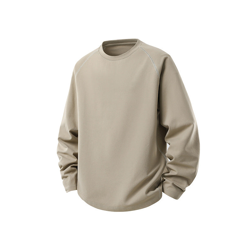 Herr Oversized Lång Ärm College-Tröja med Raglanärmar och Rounded Fåll