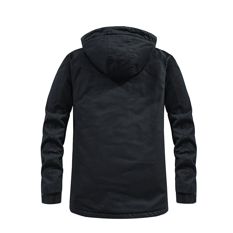 Herr Stad Parka i Canvas Look med Warming Teddy Fleecefoder och Huva