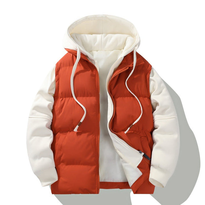Herr Two-Layer med Huva Quiltad Jacka med Detachable Padding och Mjuk Ärm Panels