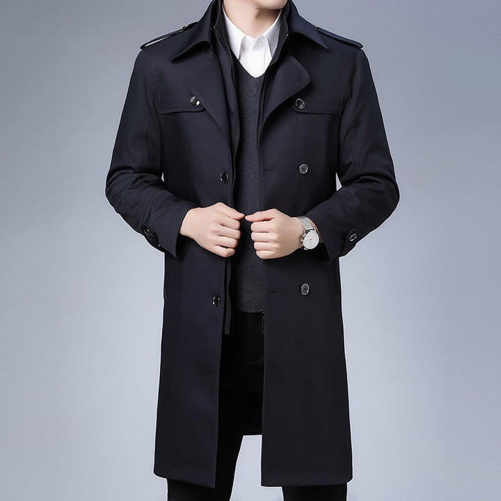 Herr Klassisk Vattenavvisande Trenchcoat med Dubbel Knapp Row och Epaulettes
