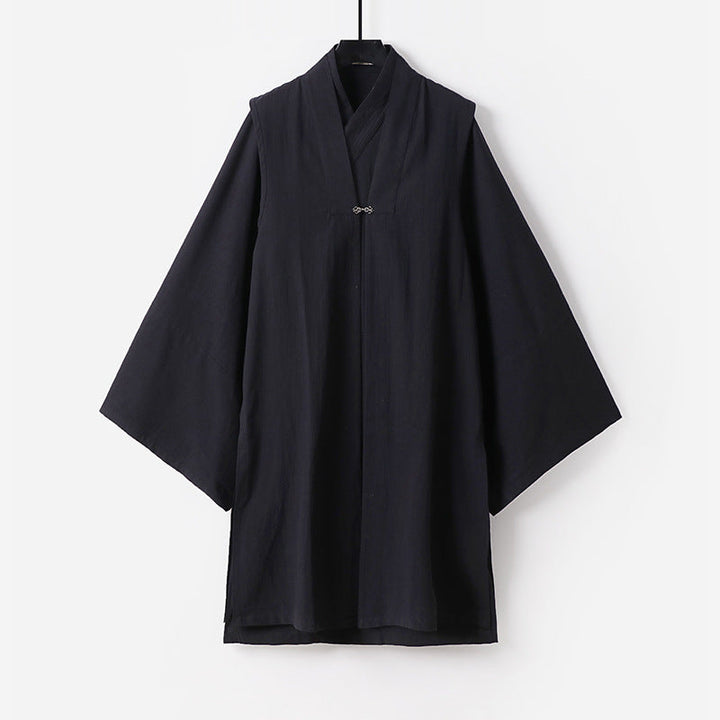 Unisex Asian inspired oversize kimono jacka med trumpet ärmar och liten toggle stängning
