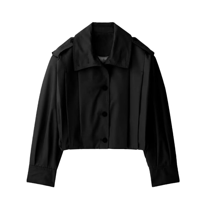 Dam Kort Oversize Trenchcoat i Kort Skärning med Epaulettes och Pleated Ärmar