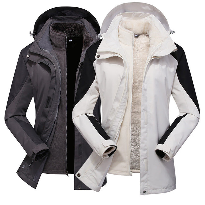 Dam två-layer softshelljacka med removable teddy fleece inner jacka och justerbar huva