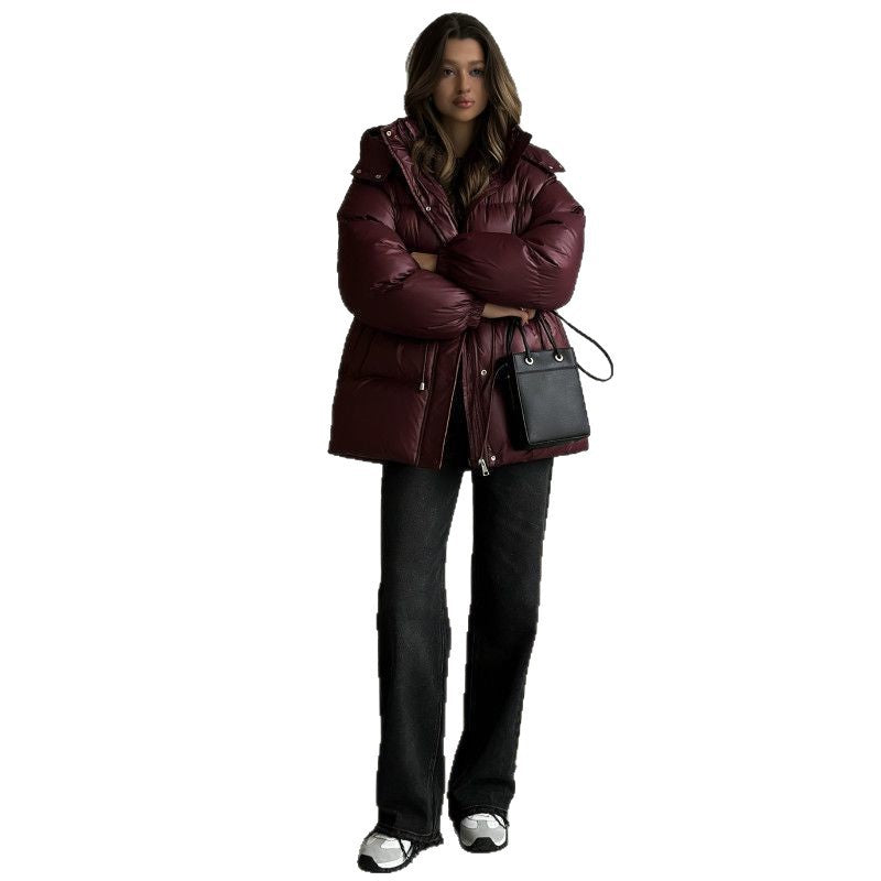 Dam Fashion Hooded jacka med Waist Drawstring