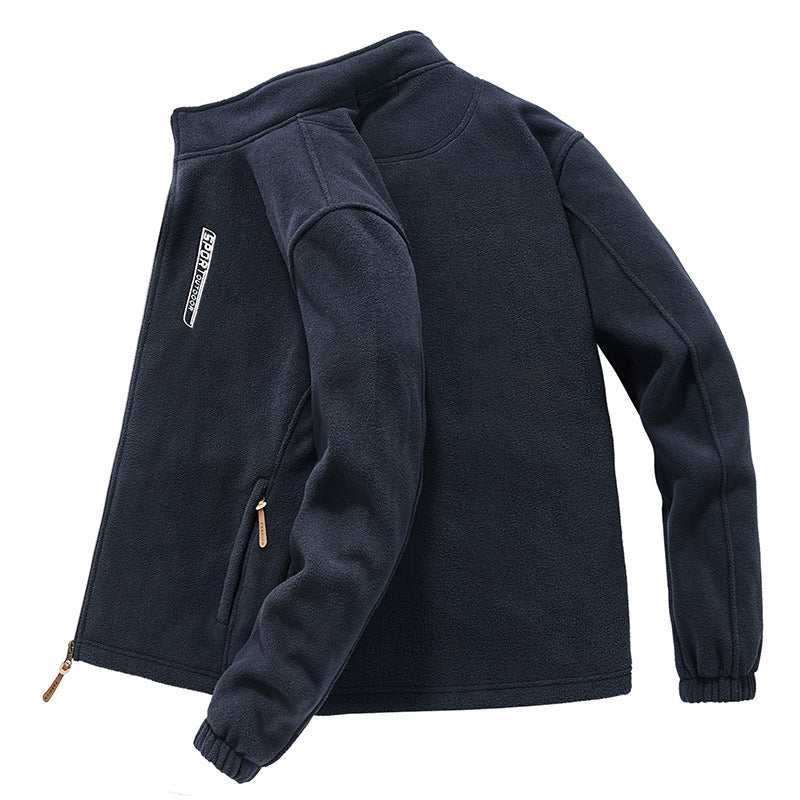 Herr Thermo Fleece Jacka med Double-Layered Sherpa Inre Foder och Standing Krage