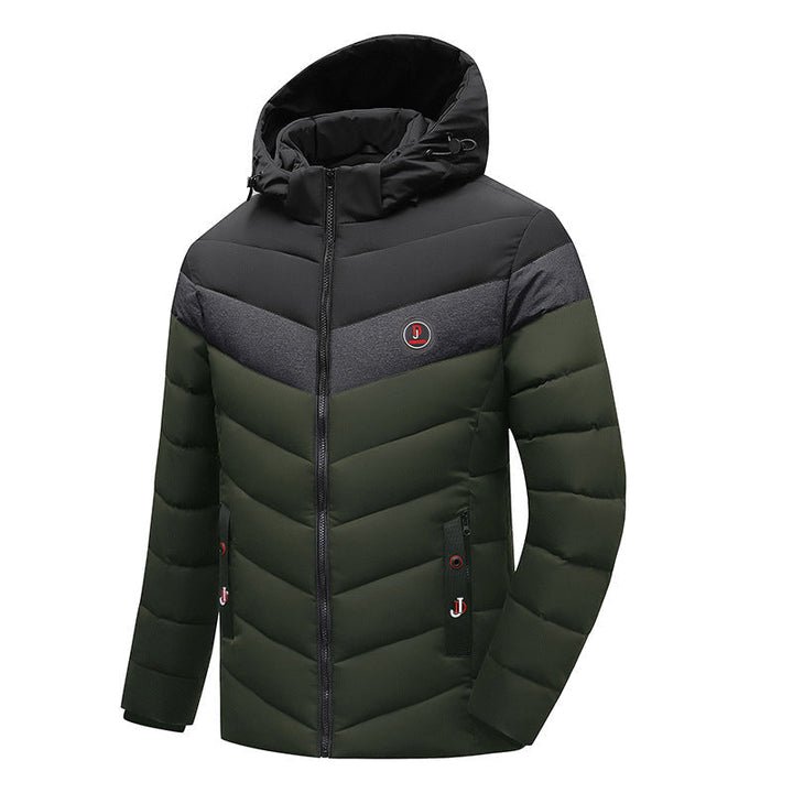 Herr Quiltad Anorak med Huva och Vadderad Chevron Isolering Jacka