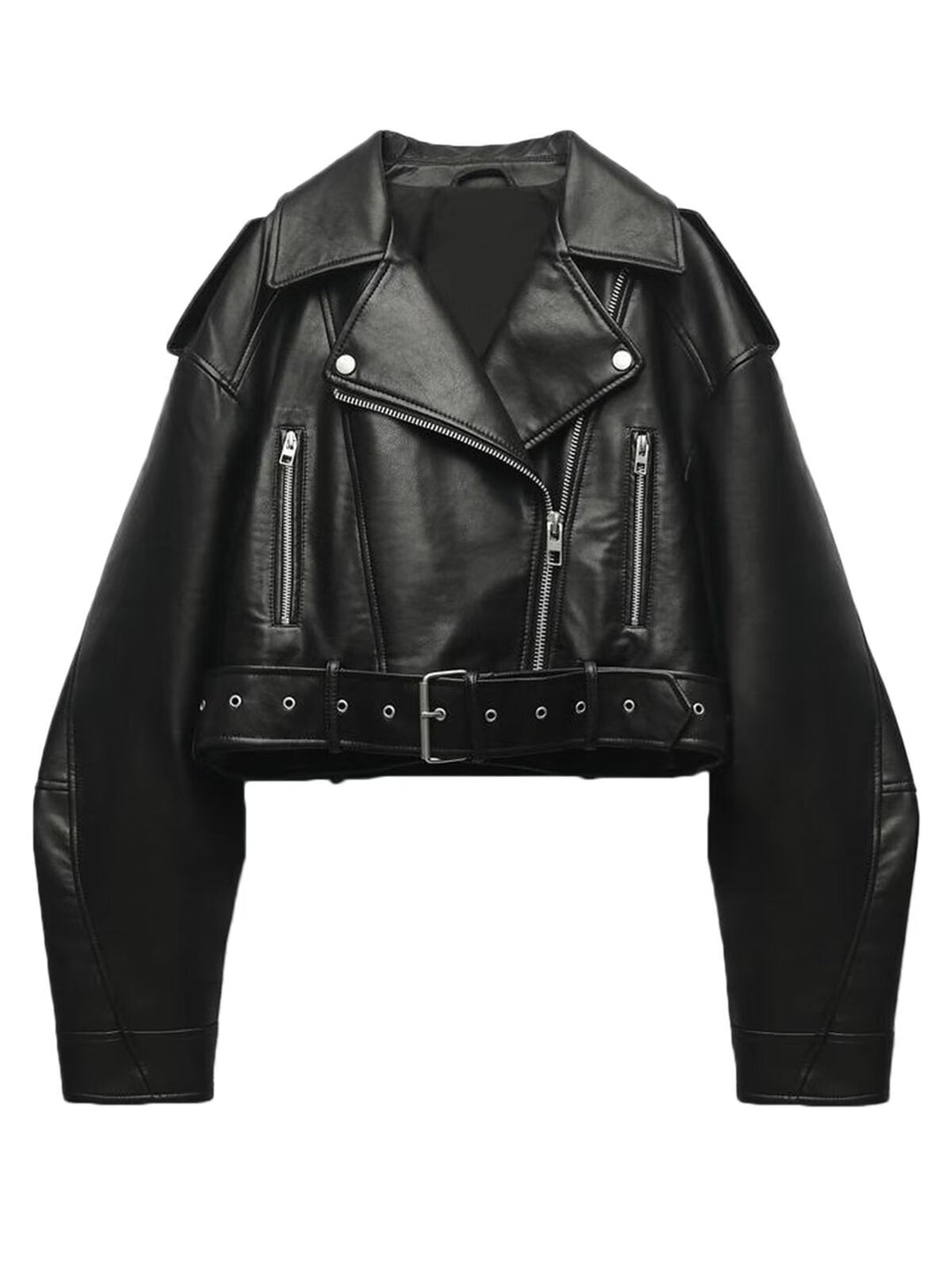 Dam Tailored Faux Läder Bikerjacka med Belt