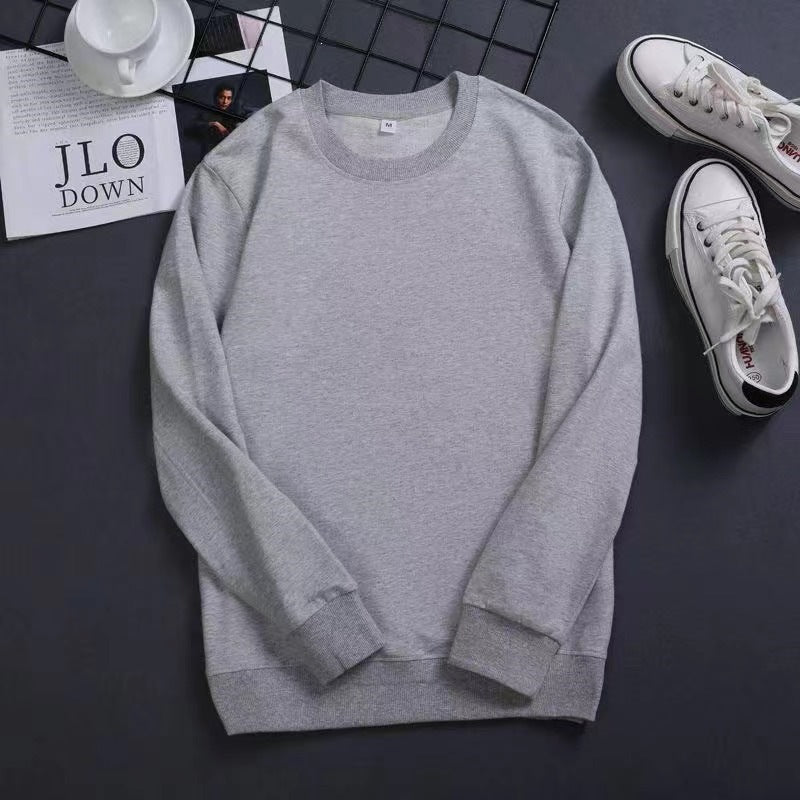 Herr Fin Crew Neck College-Tröja Gjord av Bomullsblandning med Ribbstickade Muddar