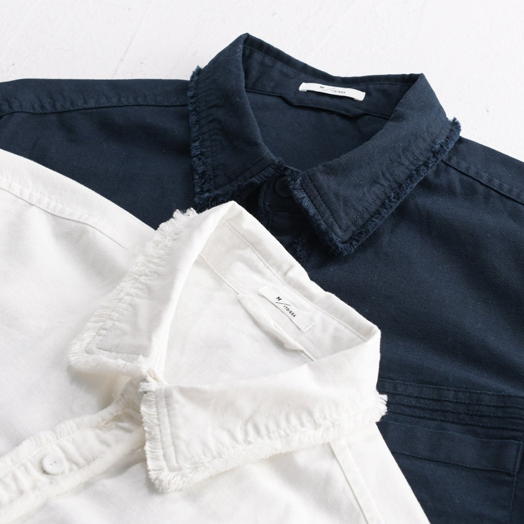 Herr Fringe Overshirt Tillverkad av Bomullsblandning med Bröstficka och Knapp Slå