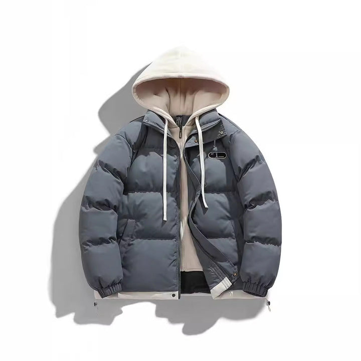 Herr Two-lager quiltad Jacka med Avtagbar Fleece Huva och Värmande Isolering