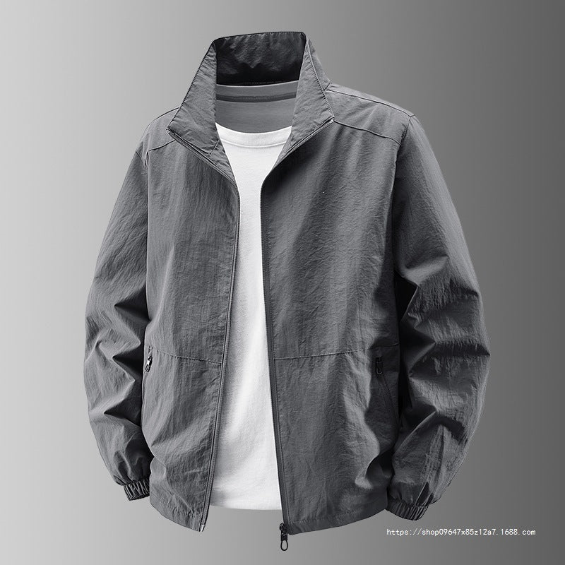 Herr Ultralight Technical Blouson Jacka med Elastisk Muddar, Dold Dragkedjefickor och Andningsbar Nylon Mix