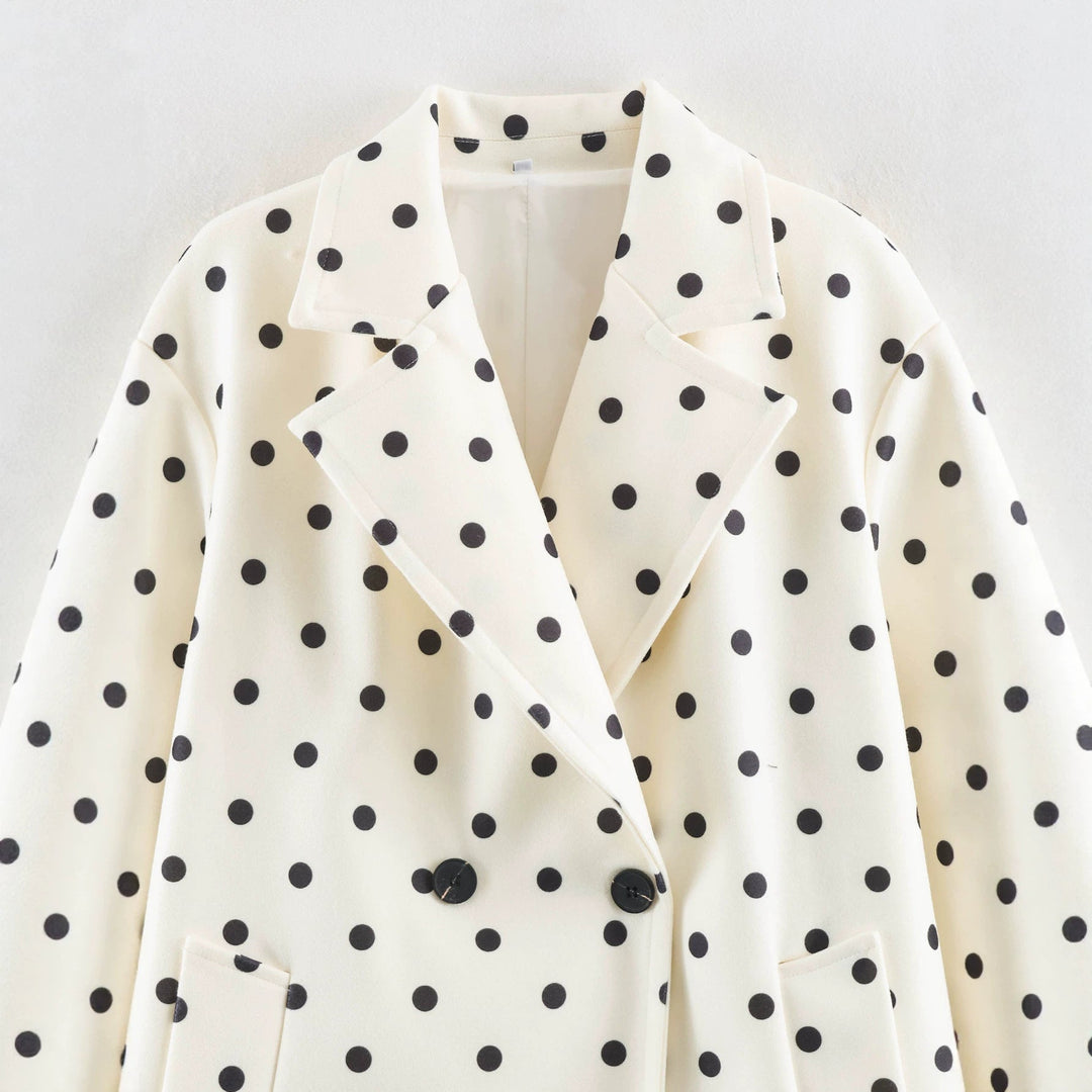 Dam Prickig Prick Midi Trenchcoat med Double-Breasted Knapp Knäppning