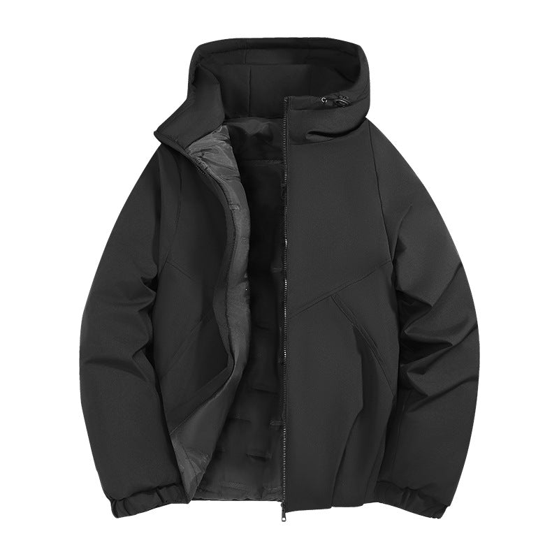 Herr Quiltad Övergångsjacka med Huva, Wind- och Vattenavvisande Skal &amp; Minimalistisk Quiltad Look