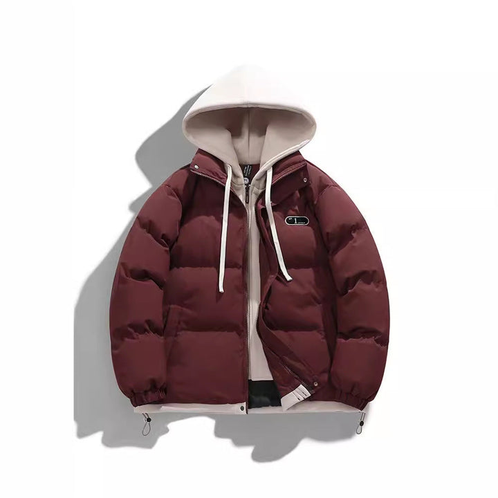 Herr Two-lager quiltad Jacka med Avtagbar Fleece Huva och Värmande Isolering