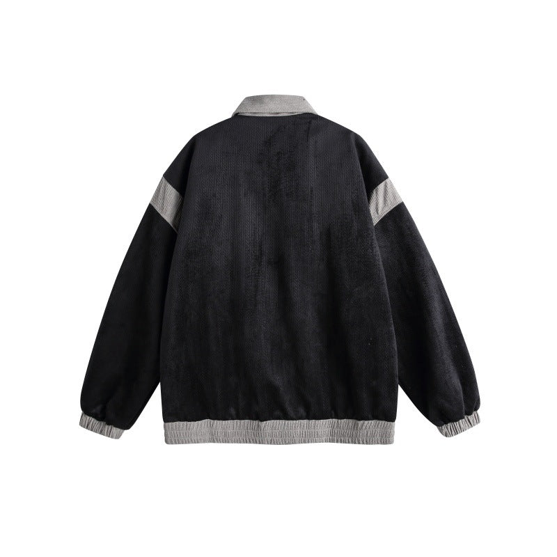 Unisex Harrington Blouson Jacka med Textured Fabric och Contrast Kant