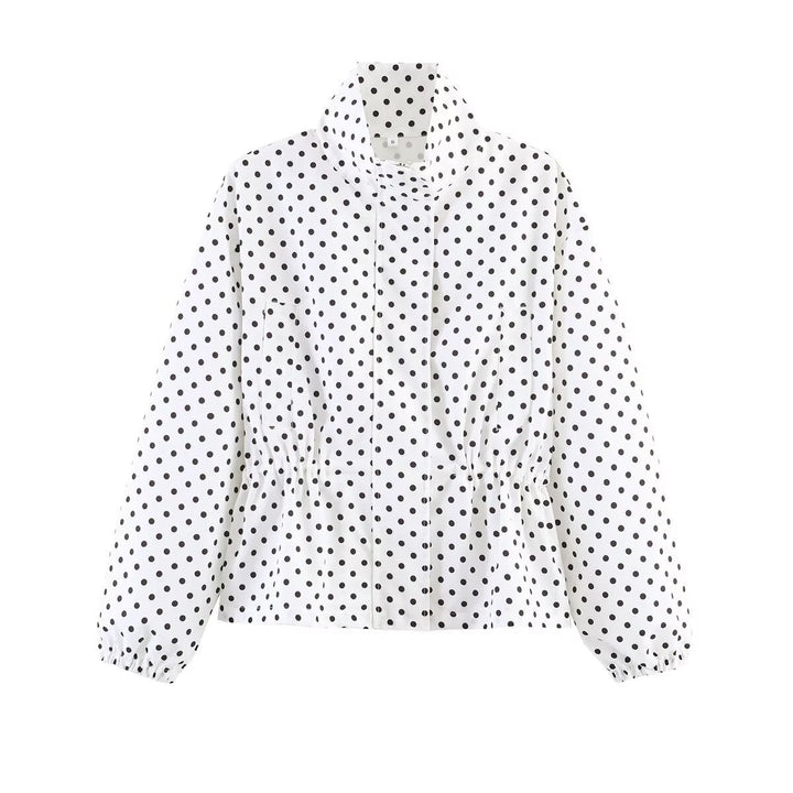 Dam Lätt Prickig Prick Regnjacka med Waist Drawstring