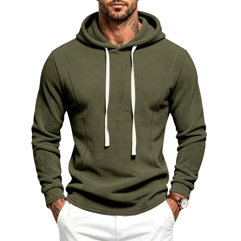 Herr Fleece Luvtröja med Huva och Adjustable Fåll