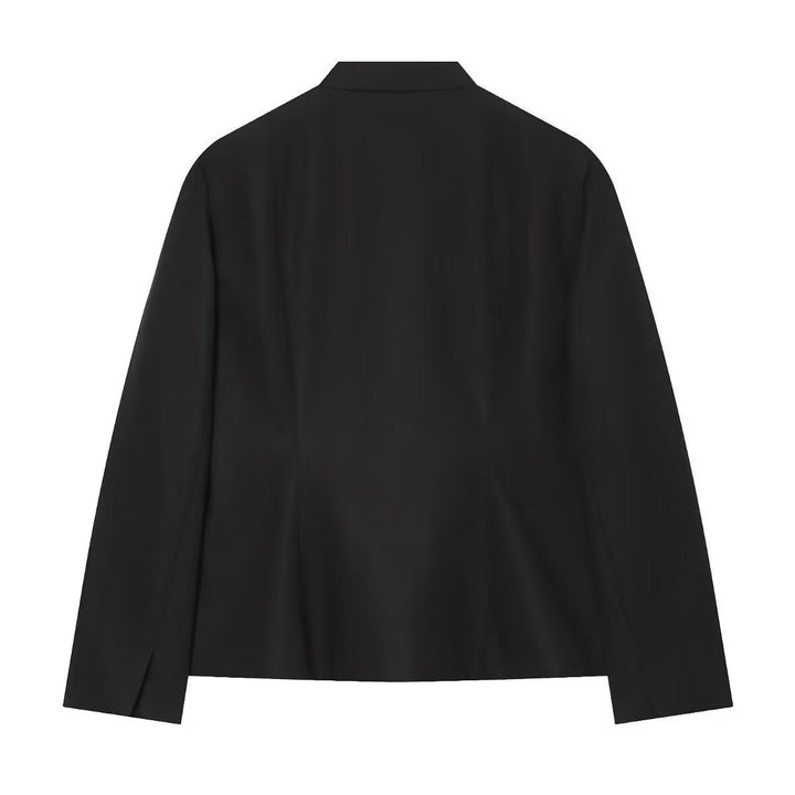 Dam Kort Jacka med Stå Krage och Dekorativ Knot Closures